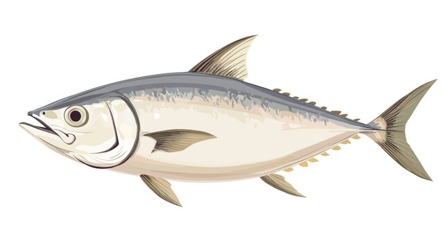 A detailed illustration of an Atlantic bonito showing its smooth, fusiform body and accurately depicted scales, fins, and eyes.
