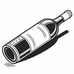 Lying Down Red Wine Bottle Vector Illustration Graphic Image