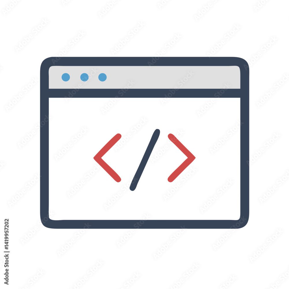 Poster Code Window Icon Representing HTML and Web Development