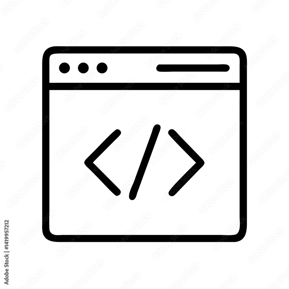 Poster Code Window Icon Representing HTML and Web Development