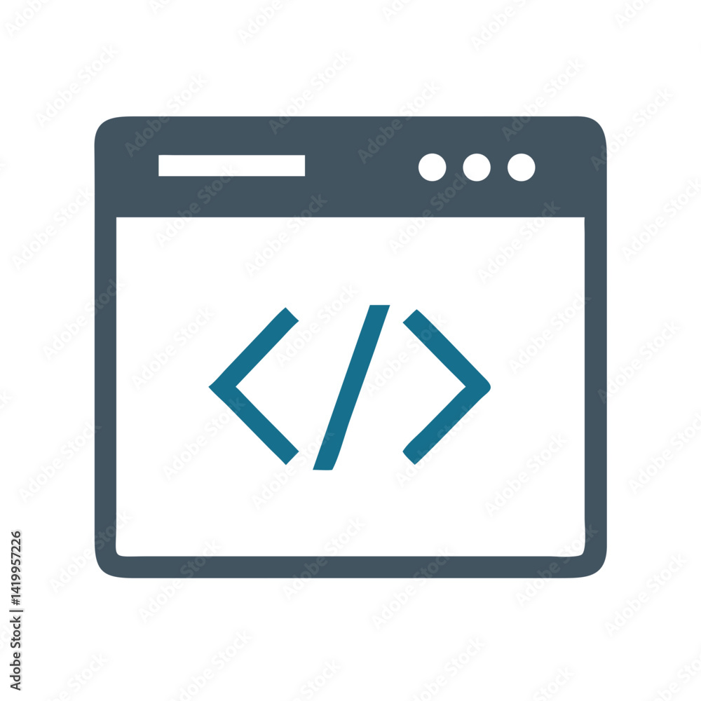 Poster Code Window Icon Representing HTML and Web Development