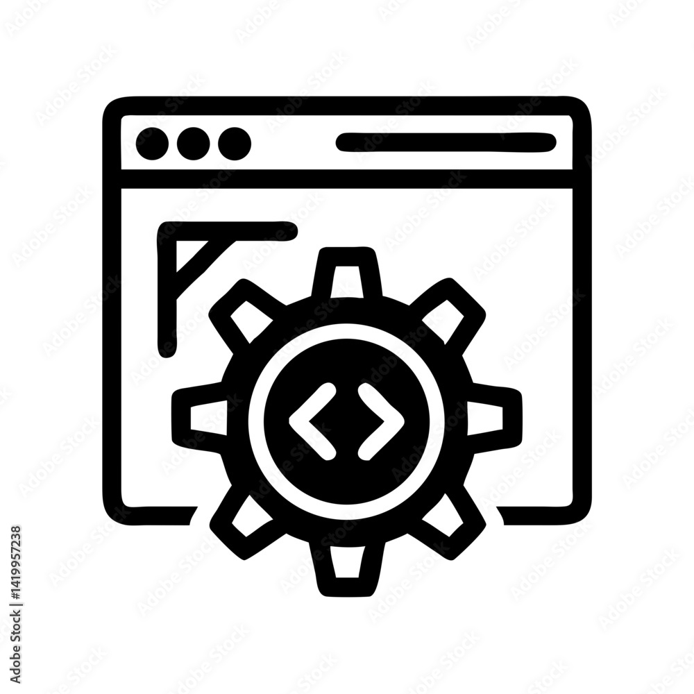 Poster Code with Gear Icon Representing Software Configuration and System Setup