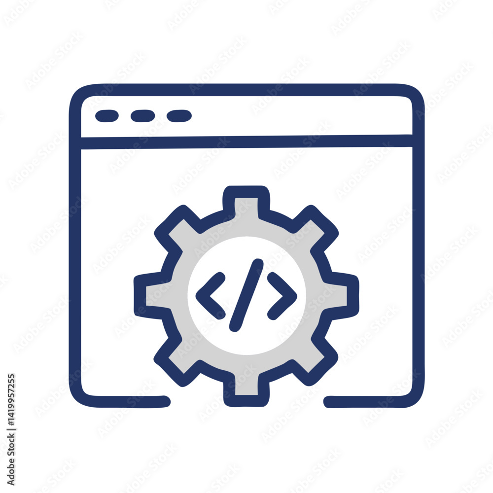 Poster Code with Gear Icon Representing Software Configuration and System Setup