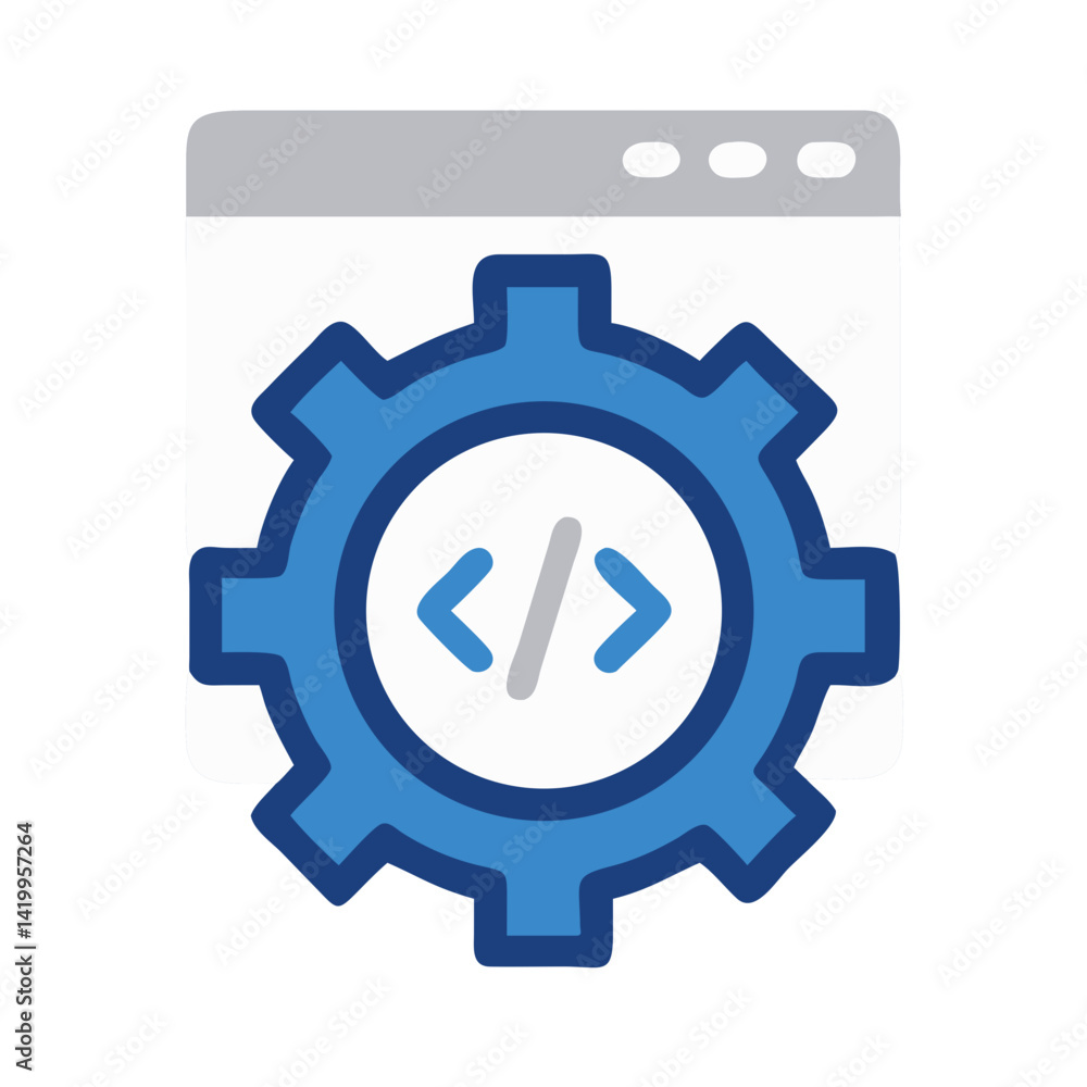 Poster Code with Gear Icon Representing Software Configuration and System Setup