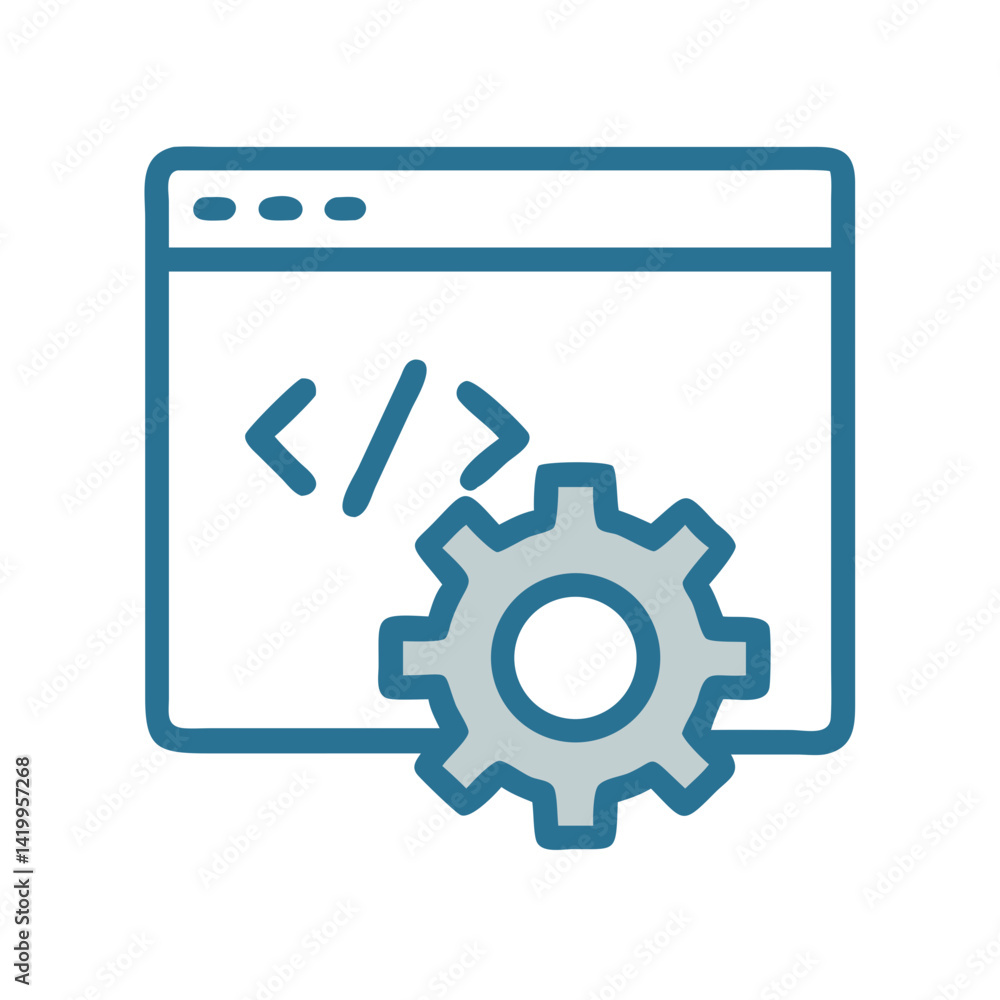 Poster Code with Gear Icon Representing Software Configuration and System Setup