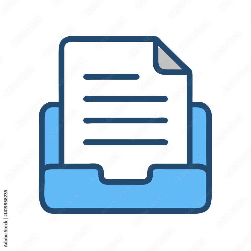 Poster file tray icon representing document submission and organization