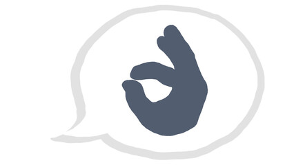 "OK" gesture within a speech bubble, symbolizing approval, satisfaction, and positivity. Perfect for projects that convey reassurance and succes