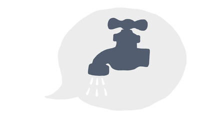 Simple faucet icon in a speech bubble, perfect for water conservation, plumbing, asking for toilet or communication themes. Clean design, easily adaptable.