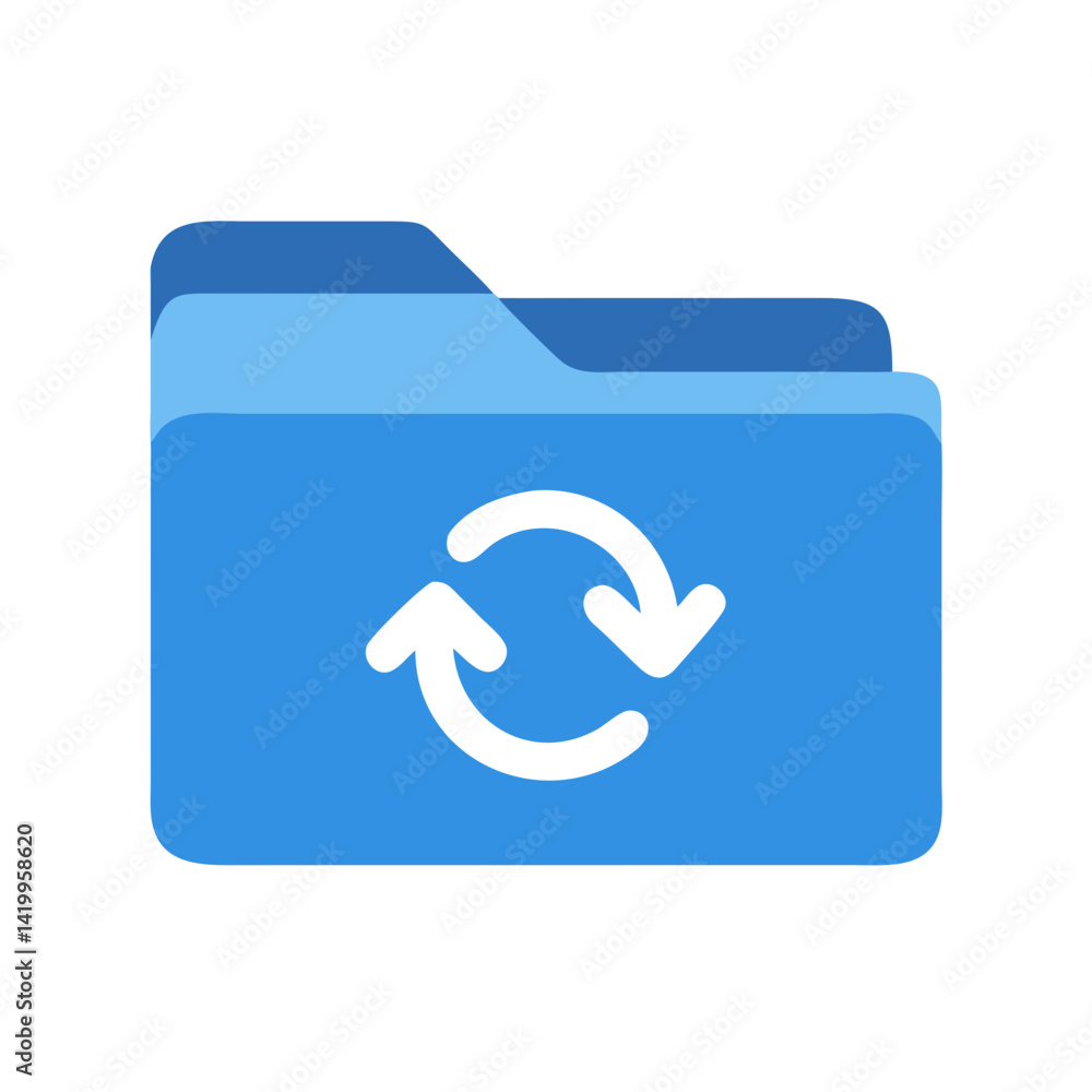 Poster Folder Sync Icon Representing File Synchronization and Data Management