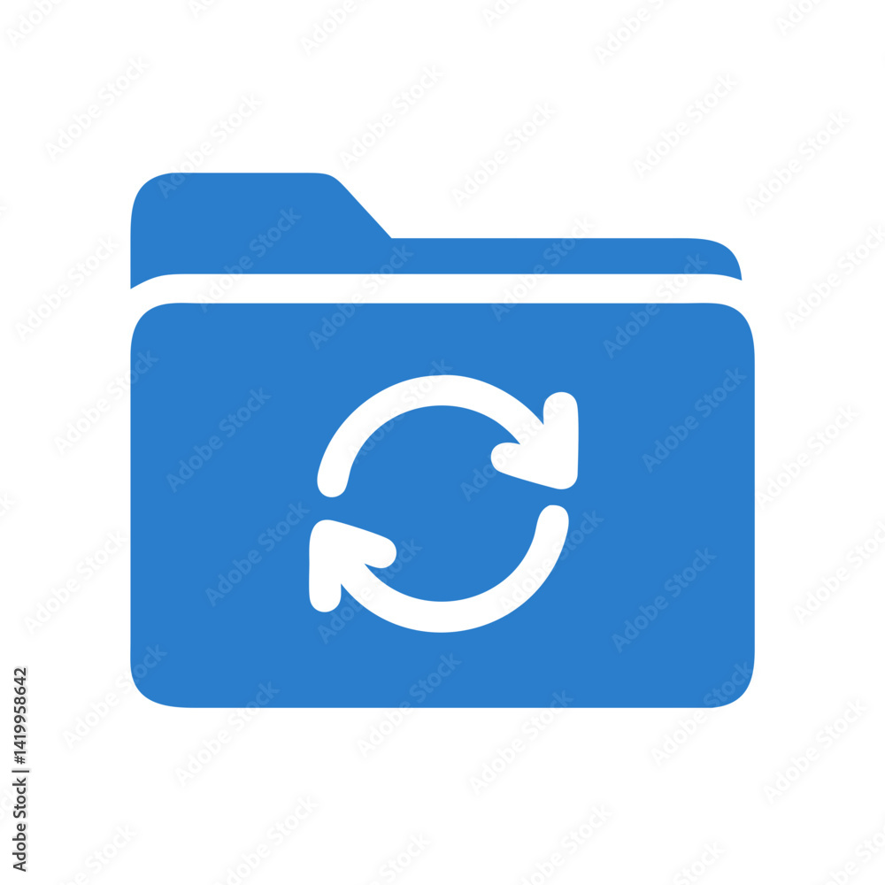 Poster Folder Sync Icon Representing File Synchronization and Data Management