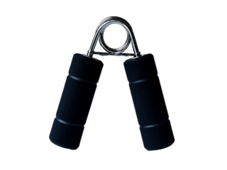 Hand grip exerciser, black foam handles, metal spring, fitness equipment,  PNG file isolated on transparent background, cut out, clipping path
