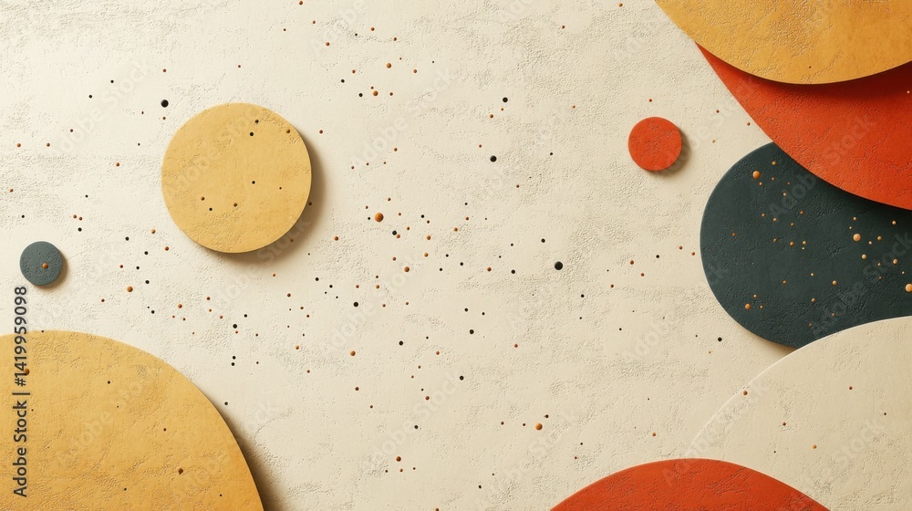 Poster abstract background with soft ecru tones dotted design and eggshell paper texture