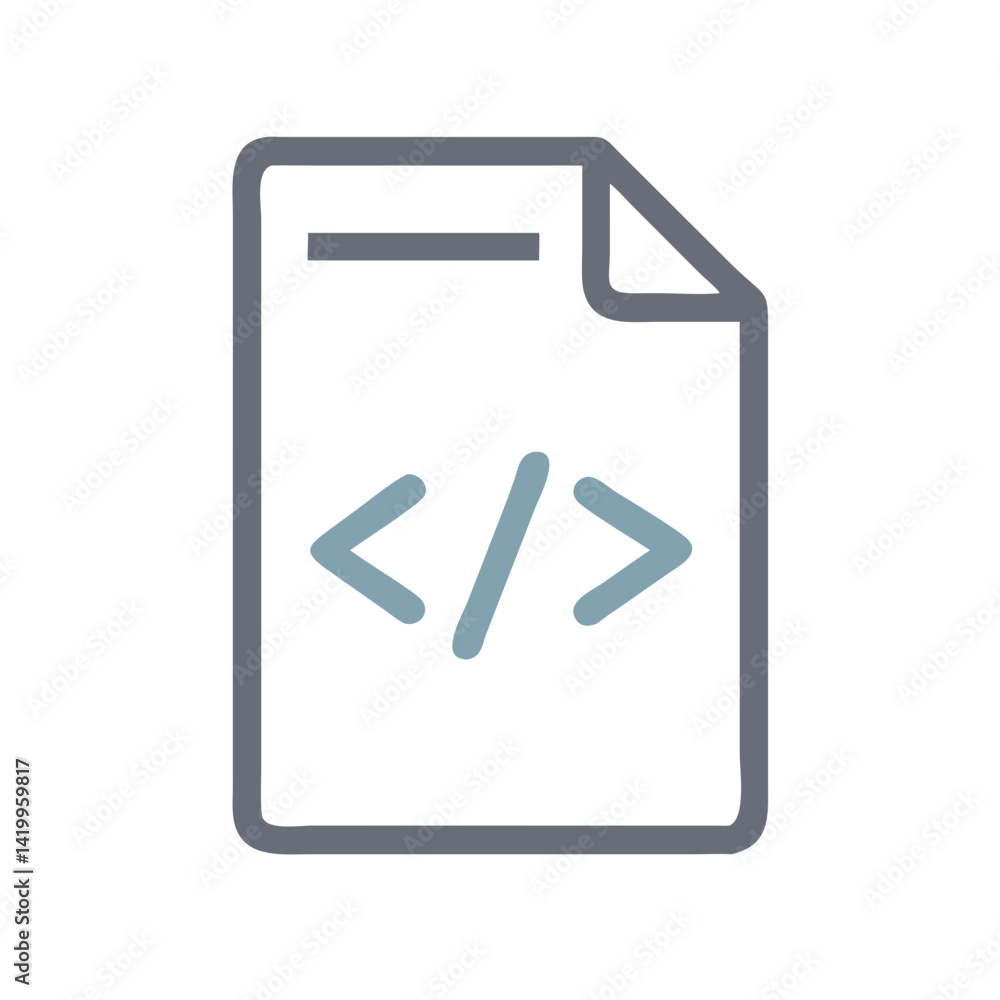 Poster HTML File Icon Representing Web Page Markup and Website Development