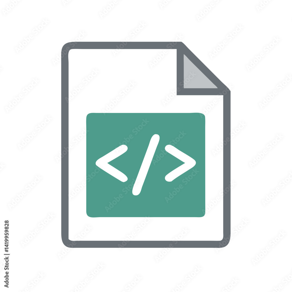 Aufkleber HTML File Icon Representing Web Page Markup and Website Development