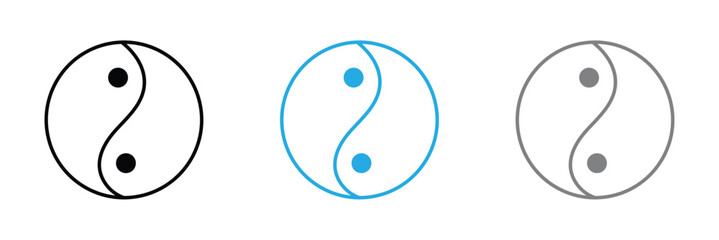 Yin Yang symbol of balance and harmony. Yin-Yang set of flat simple vector icons collection for web and apps .Vector Illustration .EPS 10 . 