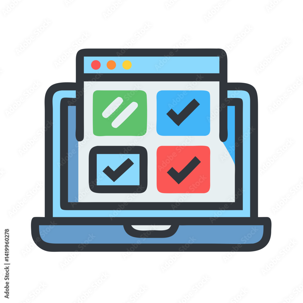Poster Laptop with Design Code Icon Representing Web Development and Coding Workstation