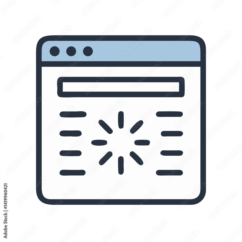 Poster Loading Page Icon Representing Content in Progress and Data Loading