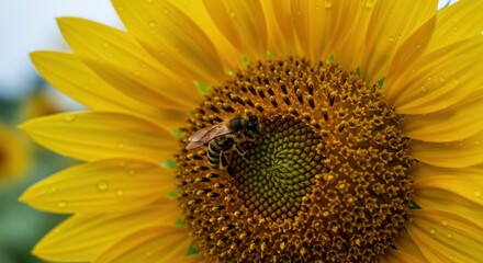 Naklejka premium Bee on a Sunflower - Photo