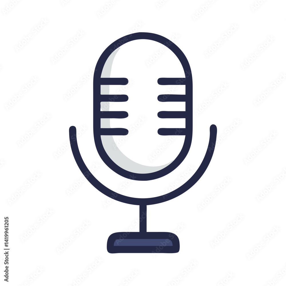 Poster Microphone Icon Representing Voice Recording Device for Audio Capture and Production