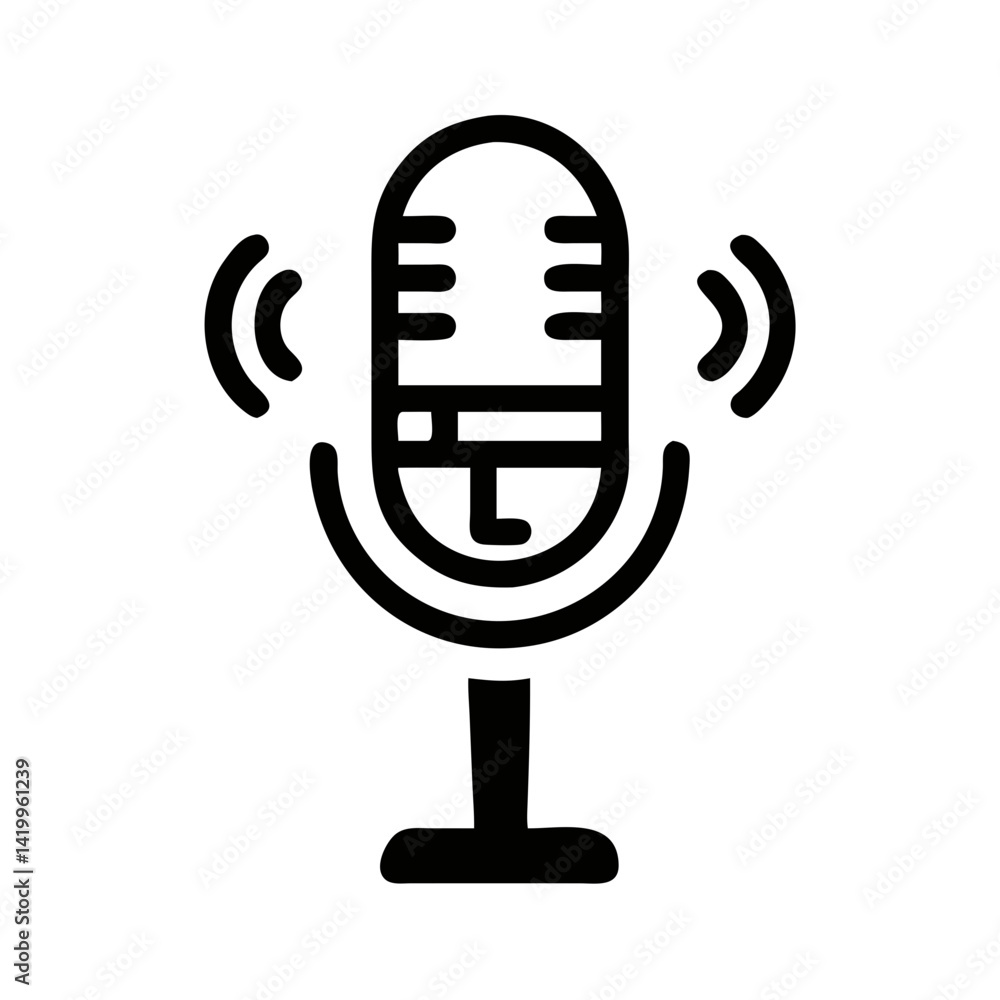 Poster Microphone Icon Representing Voice Recording Device for Audio Capture and Production