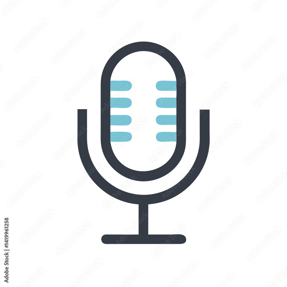 Fototapete microphone icon representing voice recording device for audio capture and production