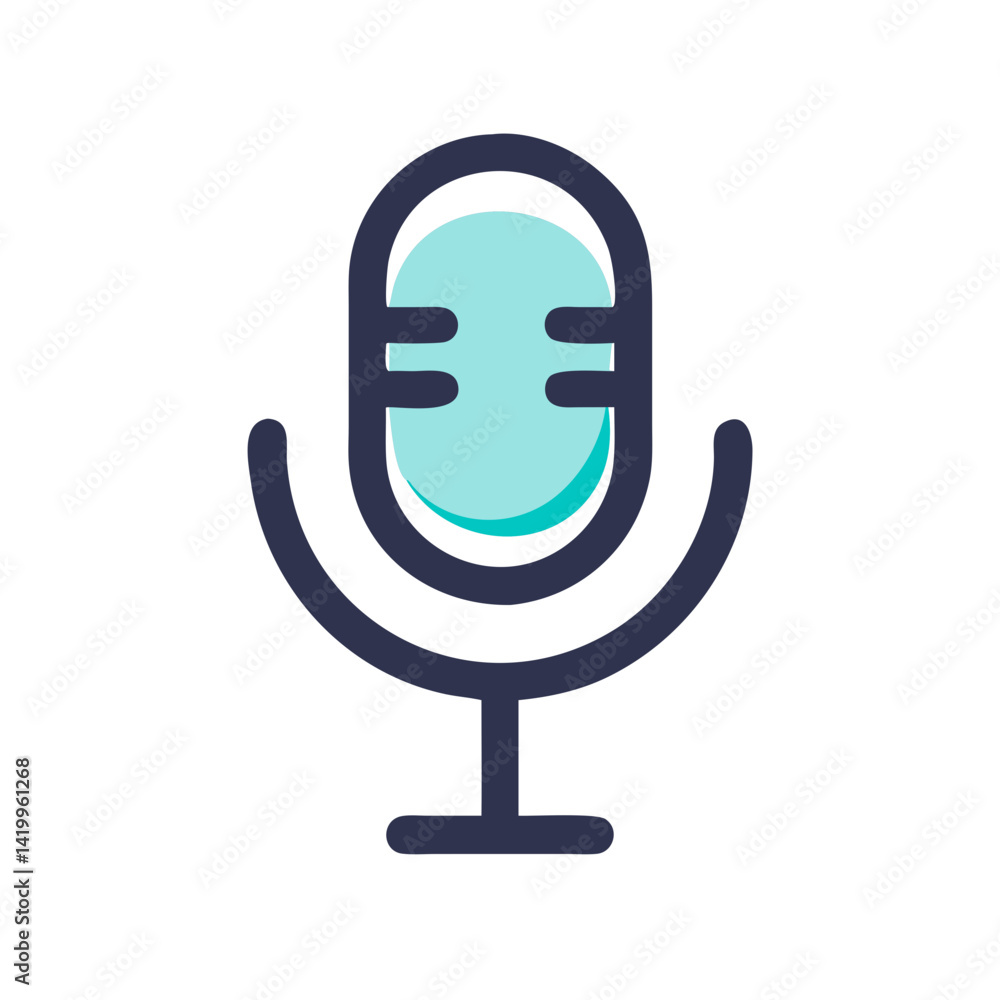 Poster Microphone Icon Representing Voice Recording Device for Audio Capture and Production