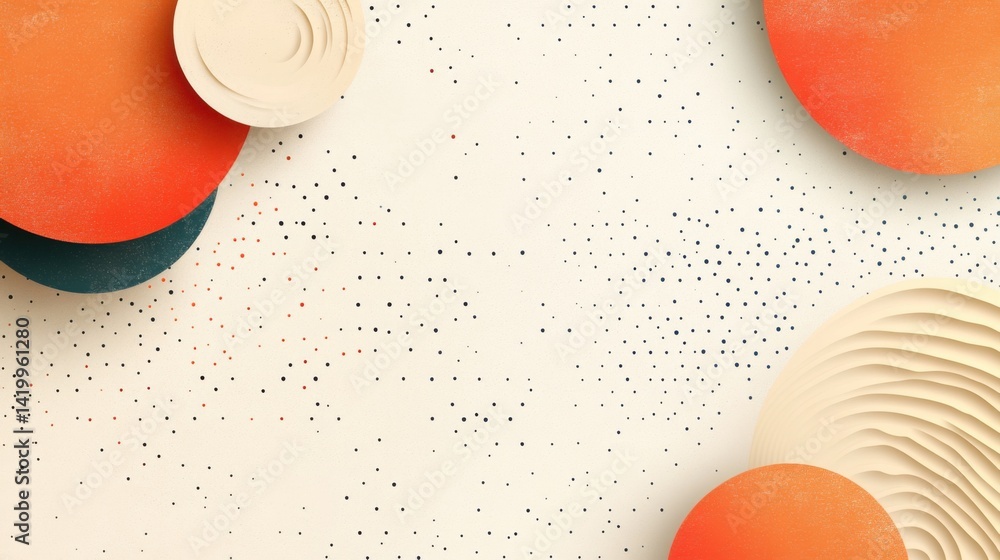 Poster abstract background with soft ecru tones dotted design and eggshell paper texture