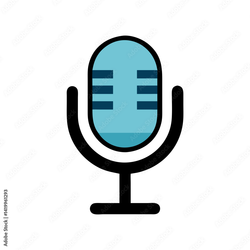Poster Microphone Icon Representing Voice Recording Device for Audio Capture and Production