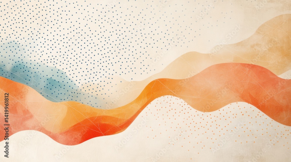Poster abstract background with soft ecru tones dotted design and eggshell paper texture