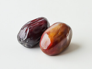 Obraz premium Two Dates Medjool Dates Close Up on White Background