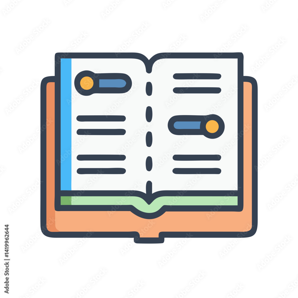 Poster open book icon representing reading material and educational content