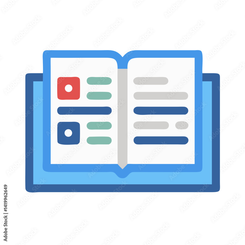 Poster open book icon representing reading material and educational content