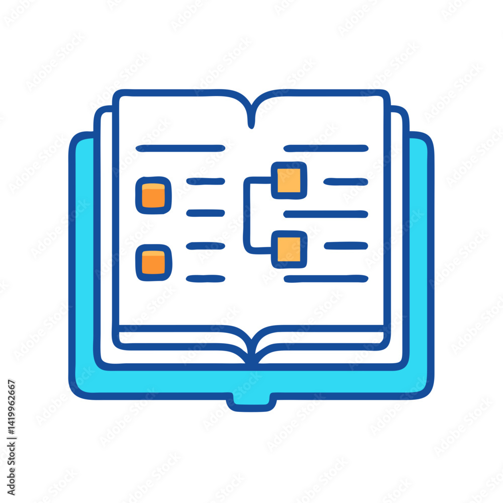 Poster open book icon representing reading material and educational content