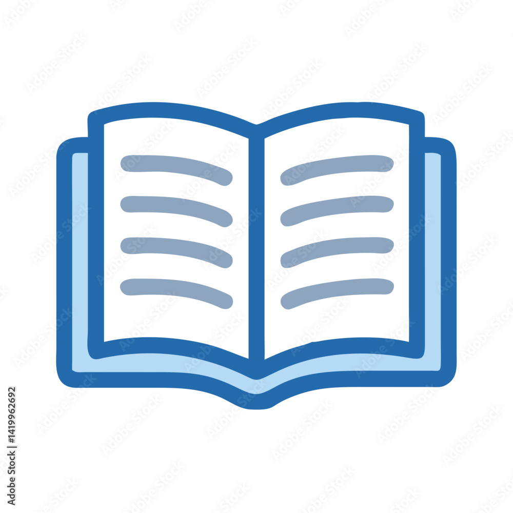 Poster open book icon representing reading material and educational content