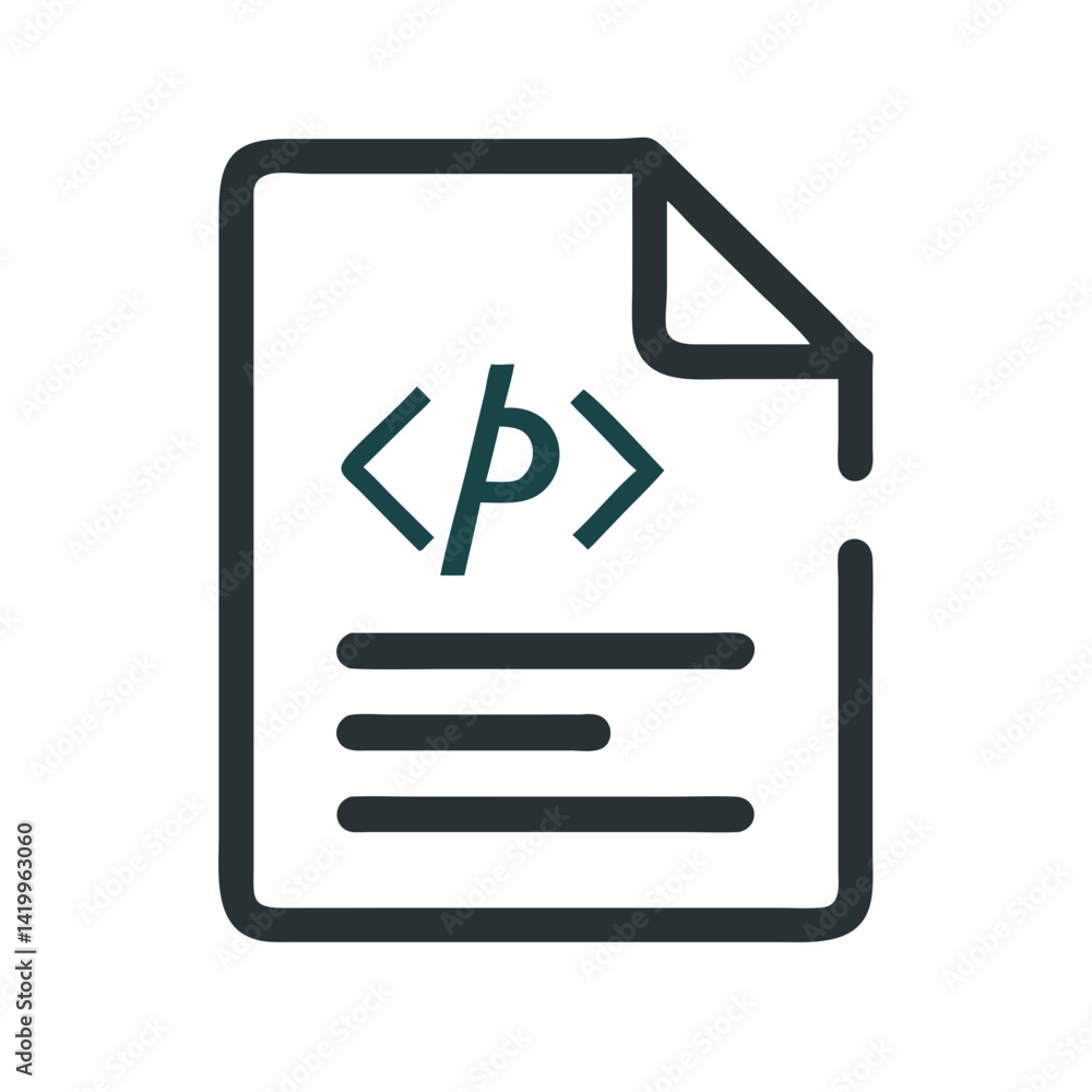 Poster PHP File Icon Representing Server-Side Scripting Language for Web Development