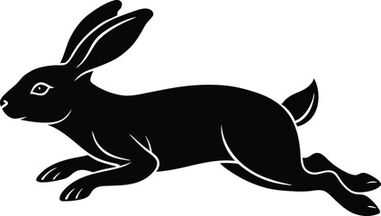 easter bunny rabbit sitting silhouette vector icon, vector illustration of a bunny, vector illustration of a rabbit, black and white rabbit, jumping rabbit symbol illustration on white background.