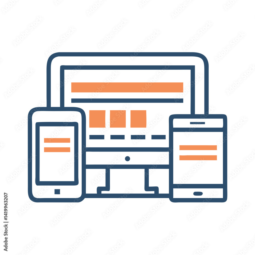 Poster Responsive Web Design Icon Representing Multi-Device Compatibility and Adaptive Layout