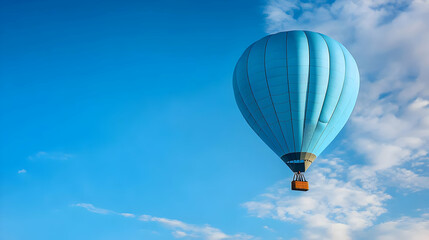Fototapeta premium Pastel Blue Hot Air Balloon Against A Clear Sky