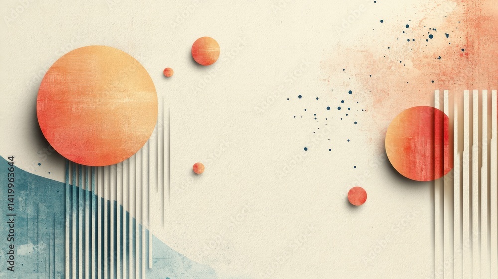 Poster abstract background with soft ecru tones dotted design and eggshell paper texture