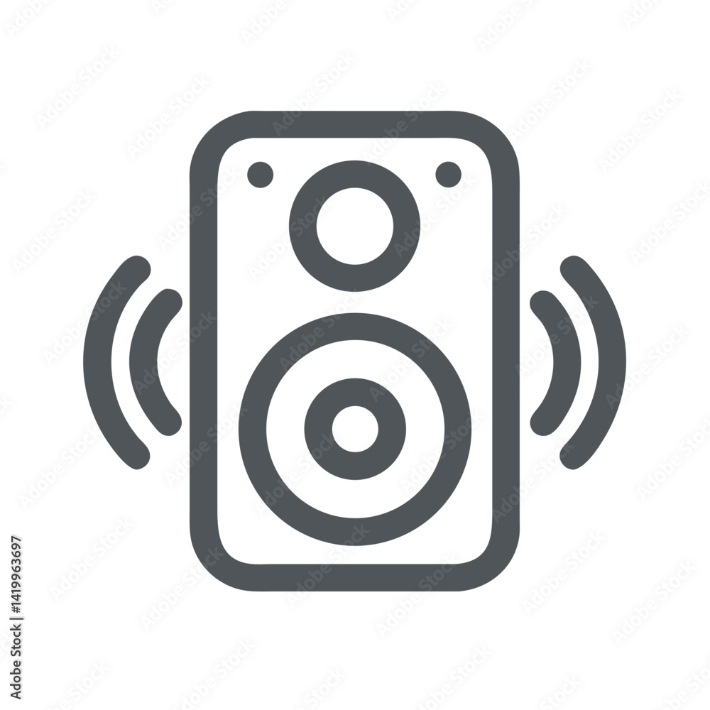 Poster Sound Speaker Icon Representing Audio Output Device for Music and Media Playback