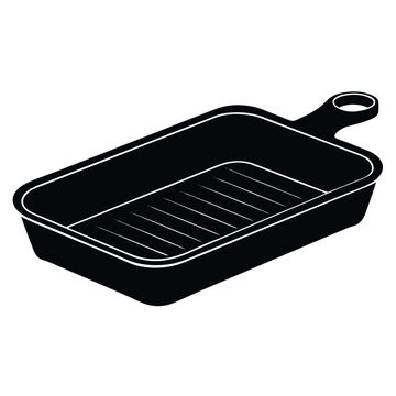 Isolated Black Vector broiler pan WIith White Background
