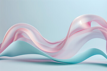 Abstract Curved Pastel Background in Cyan and Rose