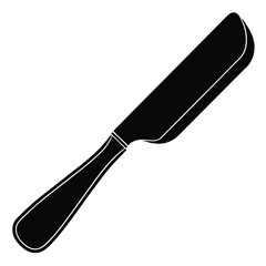 Isolated Black Vector butter knife WIith White Background