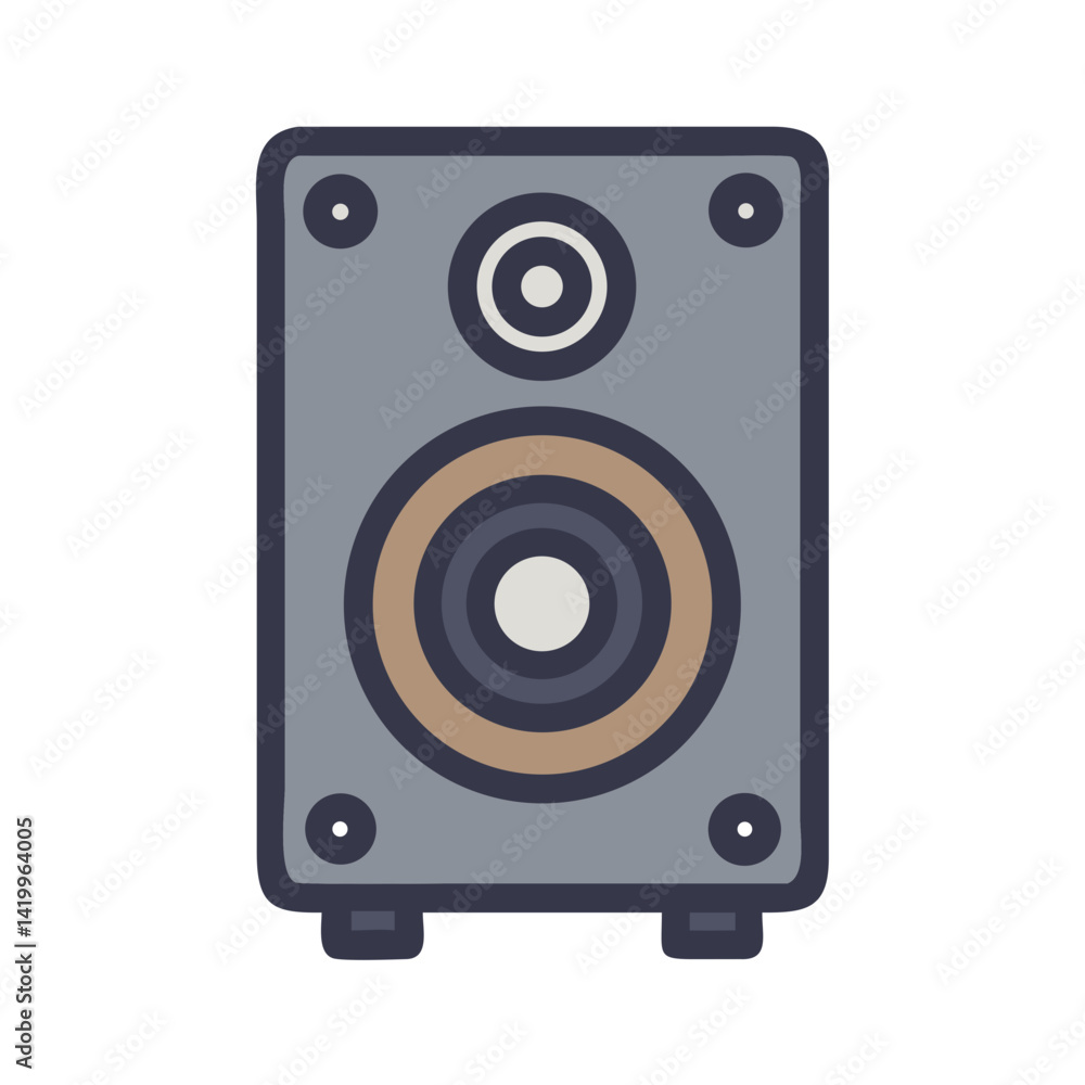 Poster subwoofer icon representing deep bass speaker for audio amplification and sound system