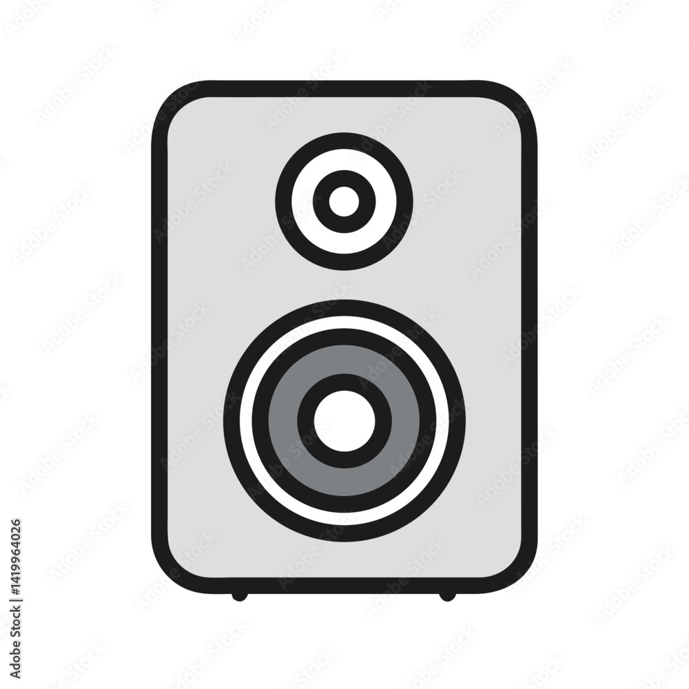 Poster subwoofer icon representing deep bass speaker for audio amplification and sound system