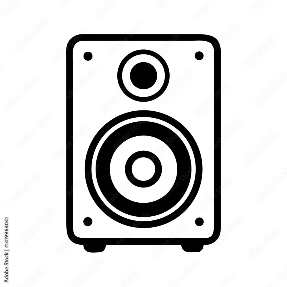 Poster subwoofer icon representing deep bass speaker for audio amplification and sound system