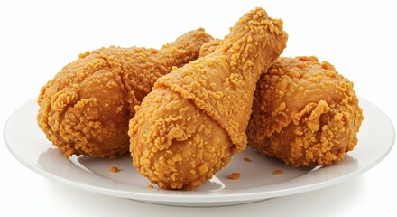 Crispy fried chicken drumsticks isolated on white background