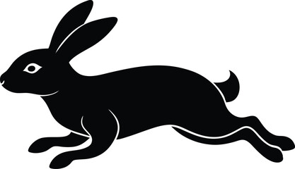easter bunny rabbit sitting silhouette vector icon, vector illustration of a bunny, vector illustration of a rabbit, black and white rabbit, jumping rabbit symbol illustration on white background.