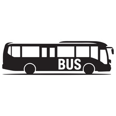 Vector Black silhouettes sign bus. with white background