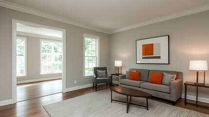 Obraz premium Modern Gray Living Room Interior Design